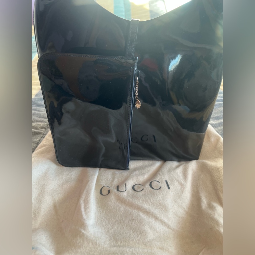 Gucci Glossy Deep Blue Bag set with dust bag